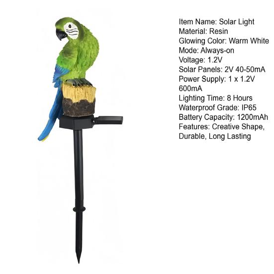 LED Parrot Lamp Lawn Light Energy-Saving Auto On/Off Outdoor Waterproof Solar Powered Garden Landscape Lamp
