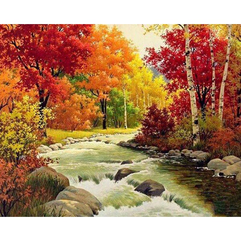 Full Round Diamond Painting Tree Landscape For Adult Kids Embroidery Autumn Scenery Home Decoration Diamond Art Gift