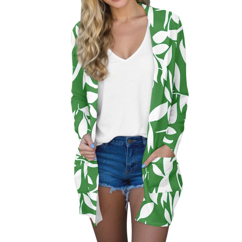 Women's Fashion Casual Comfort Floral Print Mid-Length Cardigan Jacket