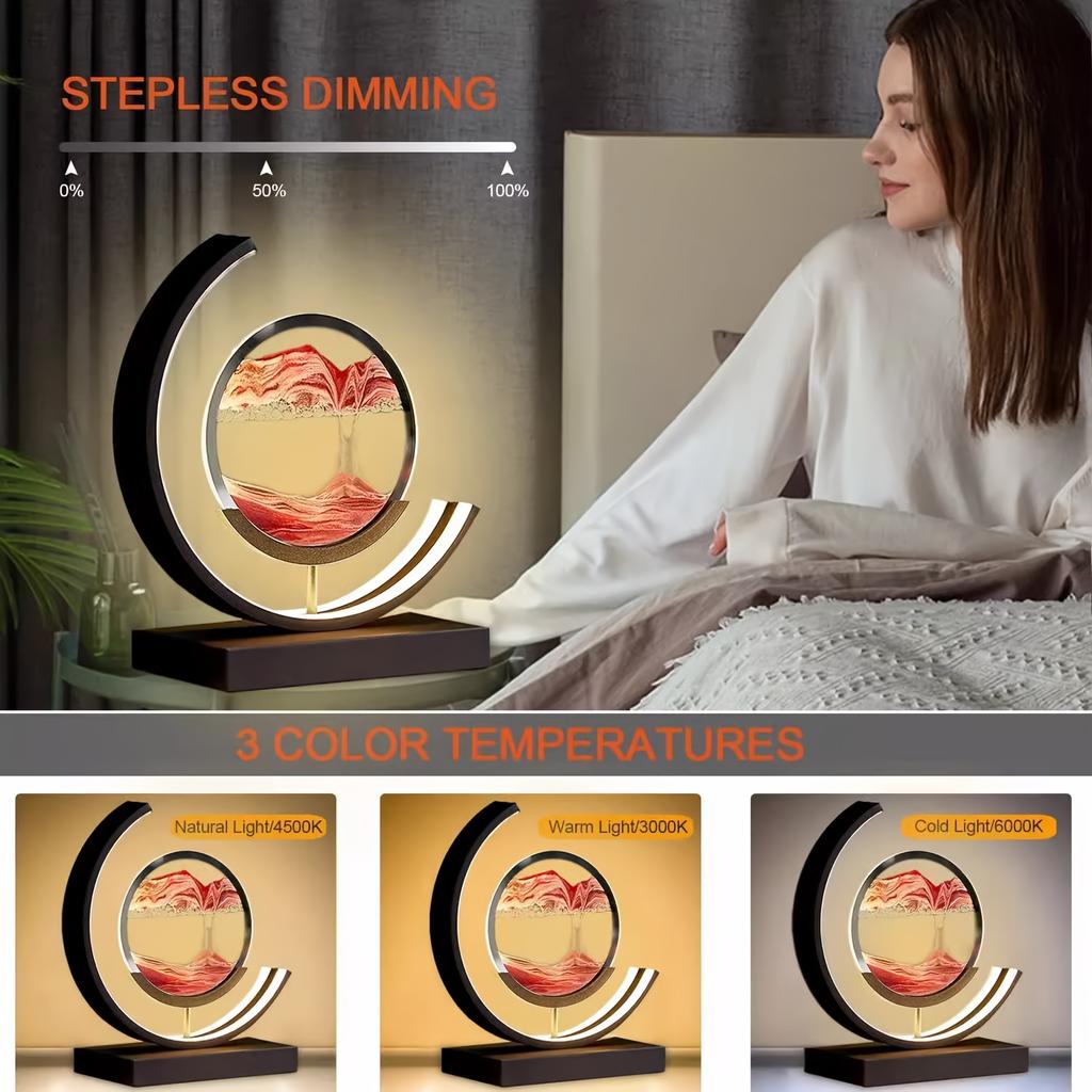 Modern Geometric Sand Art Desk Lamp - Adjustable Brightness, USB Powered, No Battery Needed, Ideal for Bedroom & Office Decor