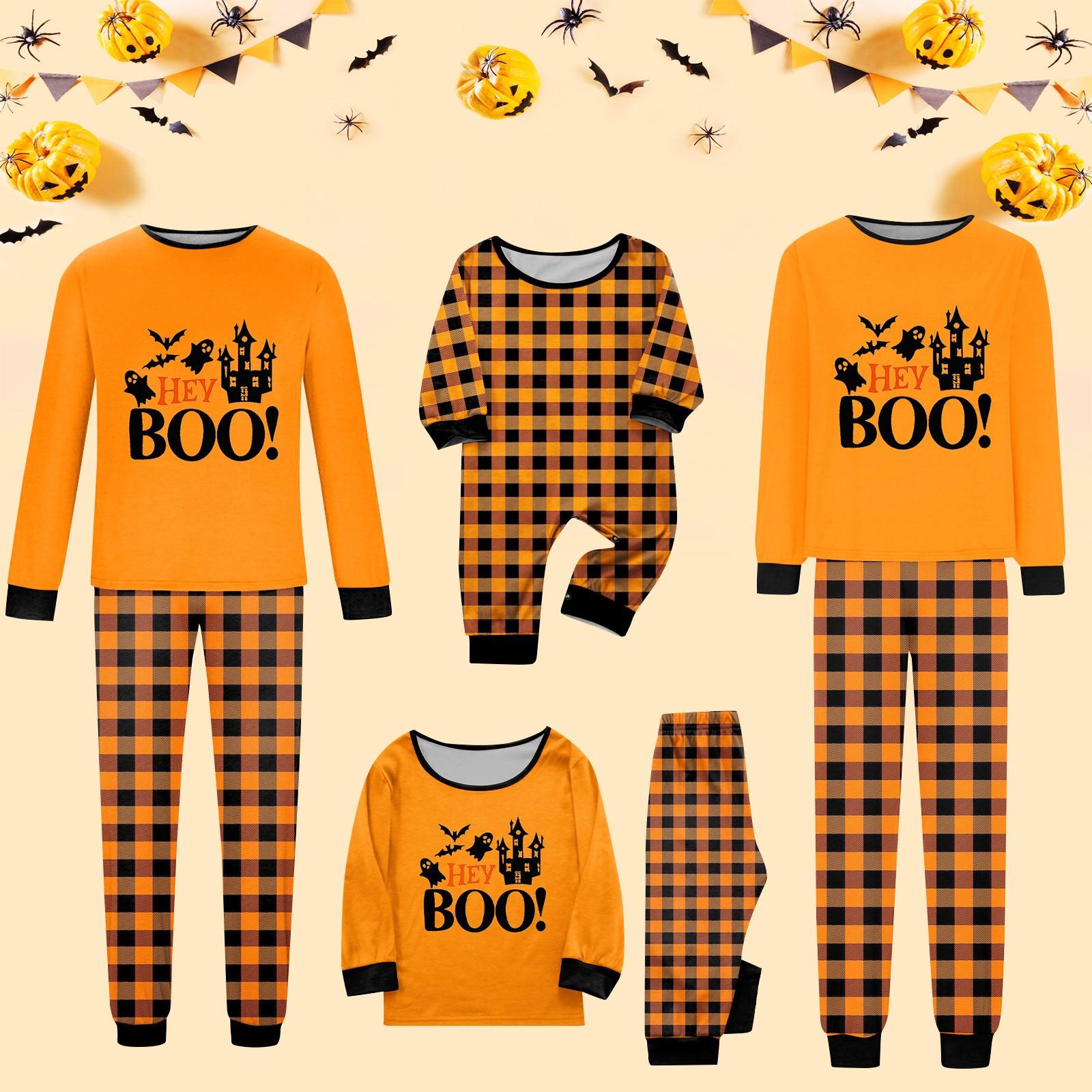 

Хэллоуин принт семейный комплект с длинными рукавами родительско-детский костюм домашняя одежда костюм