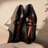 Sheepskin retro T-buckle Mary Jane shoes women's flat thick heel low heel single shoes small leather shoes