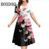 Patterns Women Mini Dresses Summer Short Sleeve Printed Plus Size Casual Comfortable Soft Dress Flower Dress