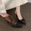 Beautiful sandals women's bag head fairy shoes satin high heels stiletto bridesmaid shoes temperament empty single shoes women