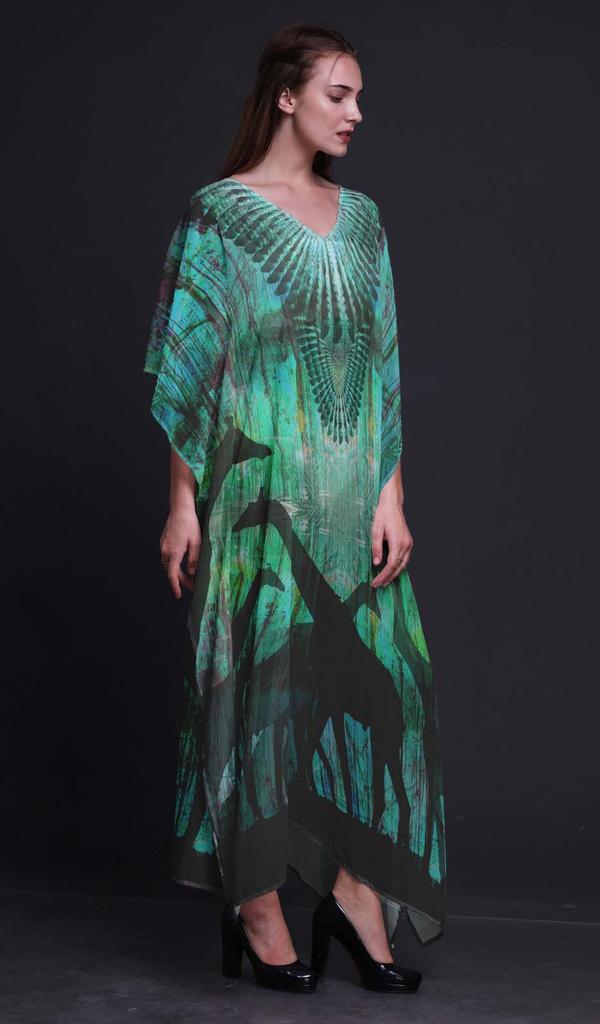 Phagun Giraffe Jungle Womens Long Beach Kaftan Beachwear Bikini Coverup Maxi