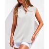 Blusa Estiva Casual da Lavoro da Donna Senza Maniche Scollo a V Rigate Raso Monocolore