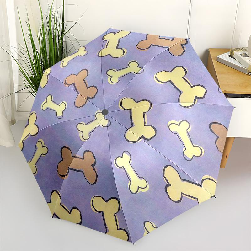 1pc Dog Bone Pattern Umbrella with Plastic Handle,Compact & Stylish,Cartoon Pattern,Outdoor UmbrellaPT351