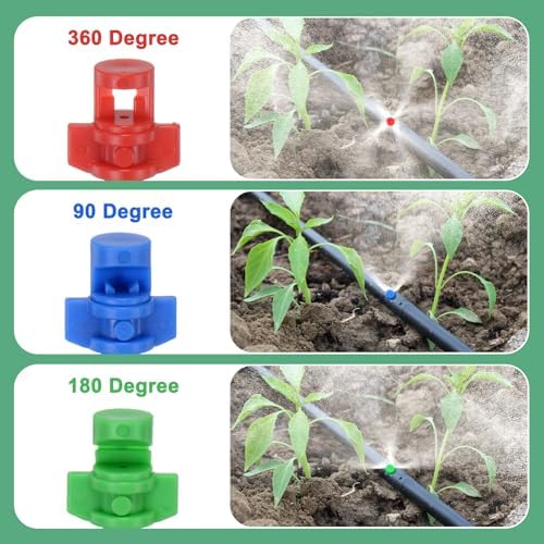 300 pcs  Misting Nozzles  90° 180° 360° Irrigation Nozzles for Garden, Plant, and Lawn Watering Systems   Barbed Refraction Atomizing Drippers