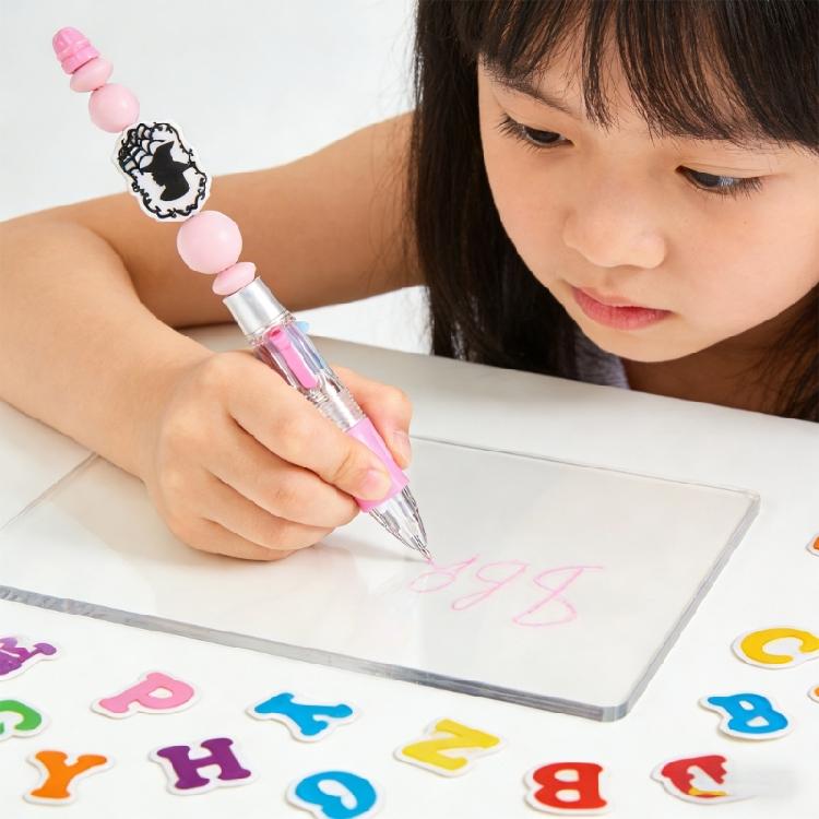 12Pcs Witch Princess Beadable Multicolor Pen 4-Color-in-1 Multicolored Ballpoint Pen for Children School Craft Project