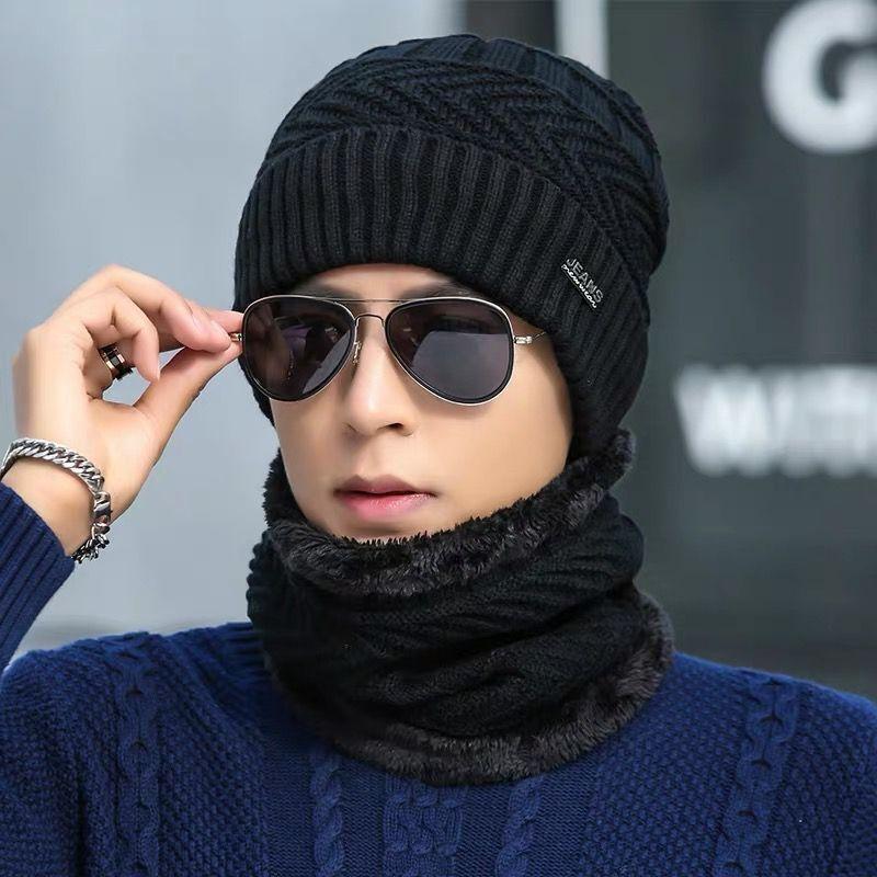 

Шапка-біні Жіноча модна зимова в язана шапка для чоловіків плюс оксамитові товсті теплі шапки