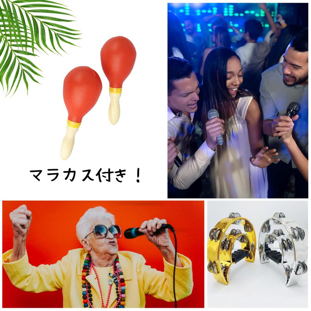 Regispro b Set of 2 Semicircular Tambourines, 23cm x 20cm, Silver & Gold, with Maracas