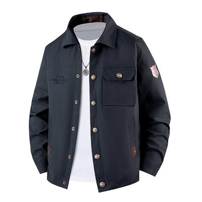 Sports Workwear, Casual Men's Jacket, Washed and Durable Top, Loose Multi Pocket Lapel Jacket