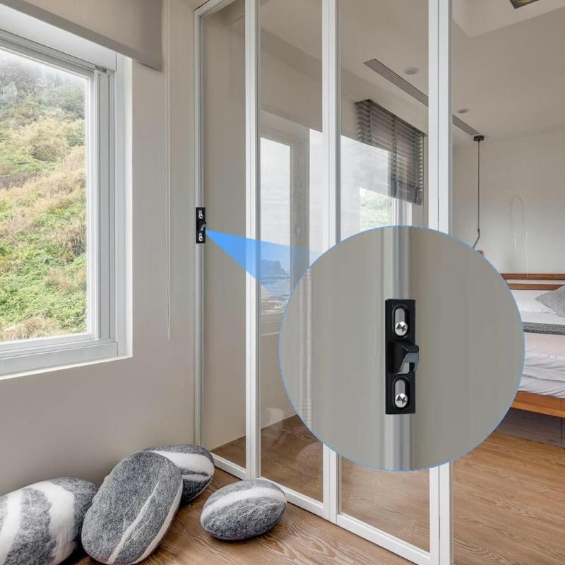 2 Stück Robuste Zinklegierung Schiebetürriegel Set Praktisches Zubehör für Badezimmer Balkone Fenster Schwarze Türbeschläge