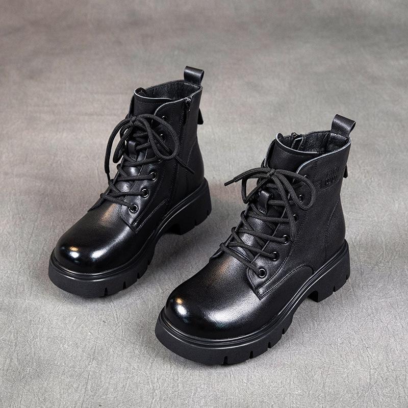 

Ботинки Мартин из первого слоя коровьей кожи для женской осени и зимы 2025 года, новые, в стиле ретро, на шнуровке, универсальные кожаные резиновые короткие ботинки для детей 35