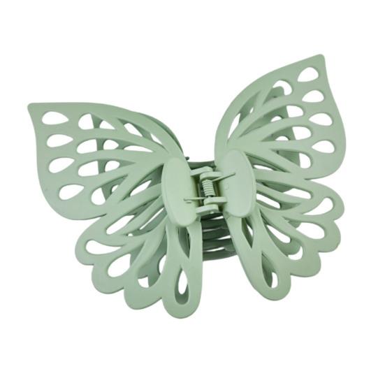 

Большой коготь для волос с прочной ручкой, двухслойная заколка для волос в форме бабочки, противоскользящие зубы, зажим для хвоста, коготь для волос на затылке зелёный