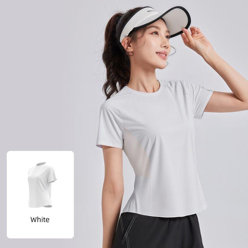 

Yoga Clothes Women 2025 Summer New Sports T-shirt Loose Breathable Plus size Top Running Outfit Fitness Short sleeve White XXL