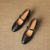 Krazing Pot Sheepskin Round Toe Thick Heels Summer Shoes Solid Big Size 42 Hollow Decoration Women Shallow Pumps