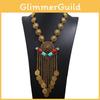 Summer Retro Long Chain Necklace With Crystal Drop For Ladies