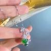 New Chinese emerald imitation chalcedony gourd pendant slightly set with diamond necklace women's small waist copper coin collarbone chain gift