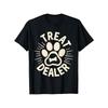 Europäische Größen Treat Dealer Pfotenabdruck Grafik T-Shirt - Rundhals, Kurze Ärmel, Lässige Passform - Ideal für Halloween, Thanksgiving