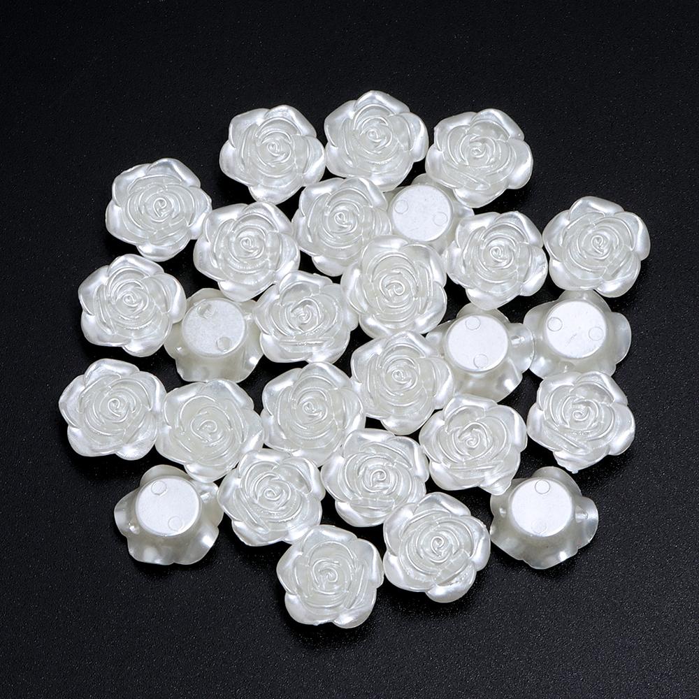 12 14 15 18mm ABS Imitation Pearl Rose Beads For DIY Charm Handmade Earrings Bracelets Jewelry Making Single Hole Spacer Beads
