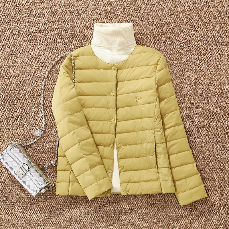 

GAGN2025 Women s Lightweight Down Jacket, Winter Round Neck V-Neck Short Style M