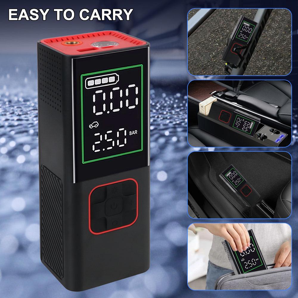 Portable Inflator Tire Pressure Test Tire Air Pump 150W 6000mAh 160PSI Car Air Compressor With LED Flashlight Digital for Motorcycle Bicycle Ball