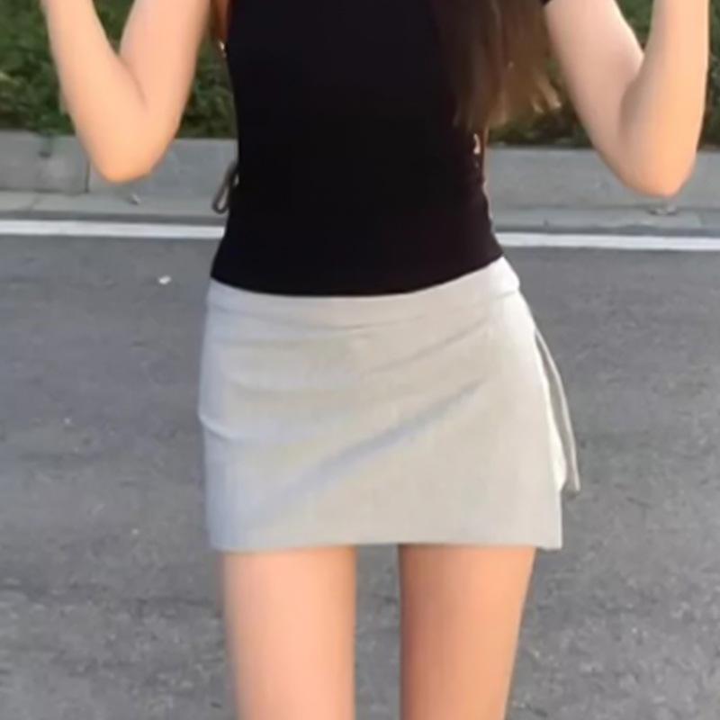 Gray Slit Yoga Skirt and Pants for Women In Summer New Style Waist-hugging and Slimming Hip Skirt Sports and Casual Three-point Short Skirt