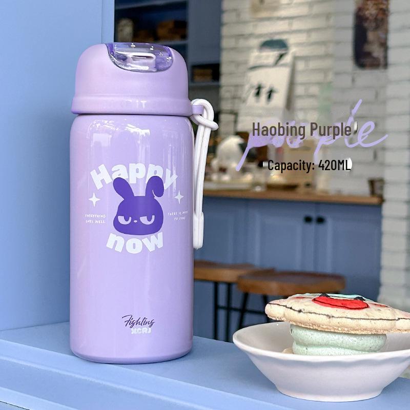 

Портативный термос из нержавеющей стали с мультяшной соломкой для студентов