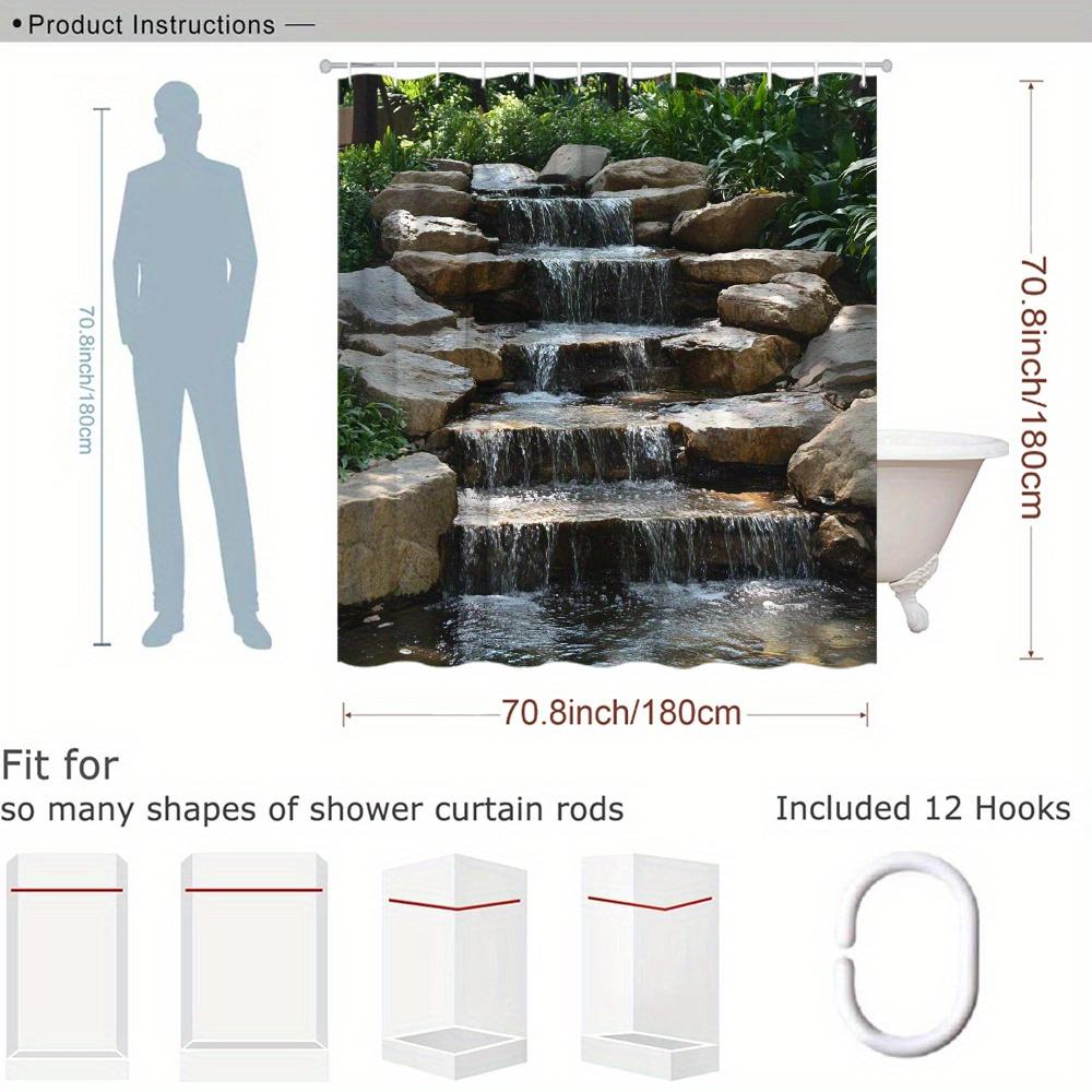 Luxury Tropical Waterfall Shower Curtain Waterproof Bathroom Liner Natural Stone Print Polyester Home Decor Curtain