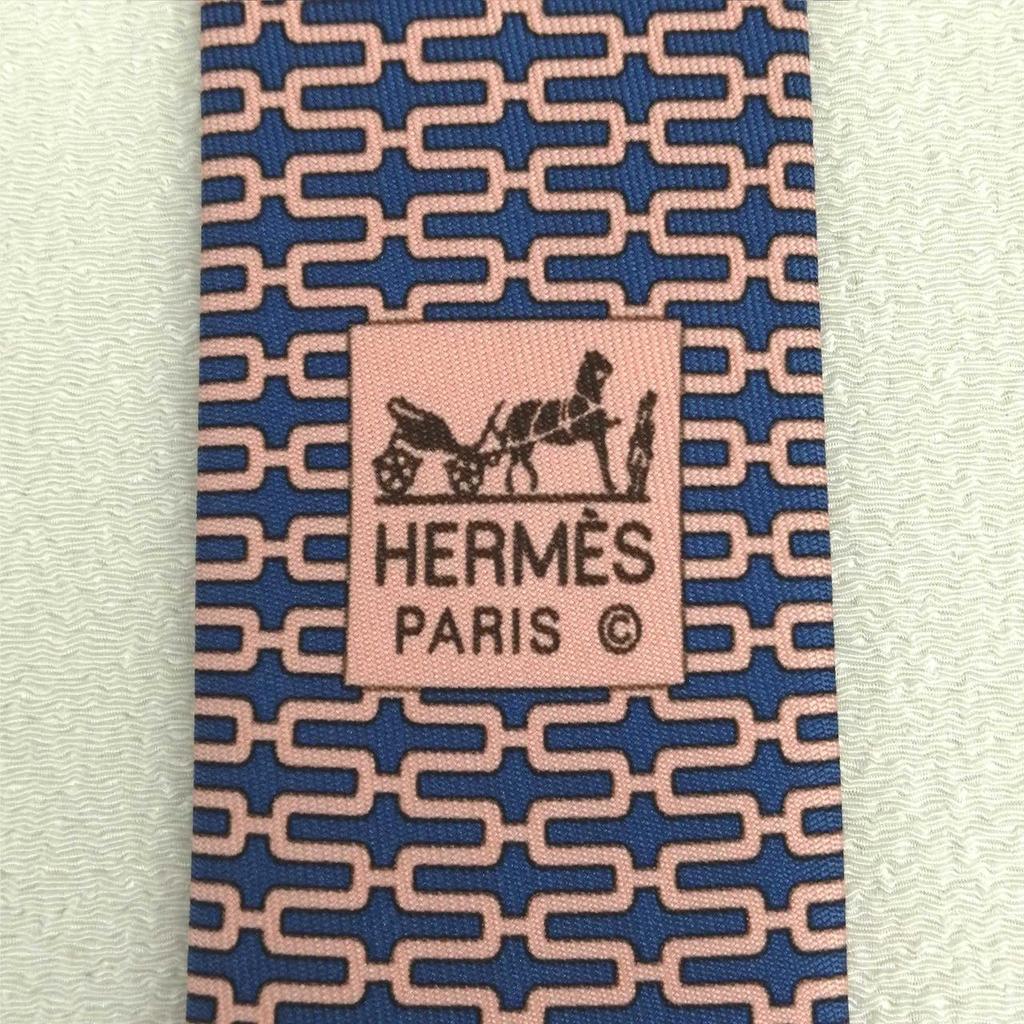 Used HERMES pinkblue tie