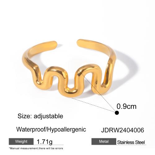 Youthway Stainless Steel Minimalist Irregular Curve Geometric Curved Ring Tarnish Free Fashion Unisex Jewelry Gift