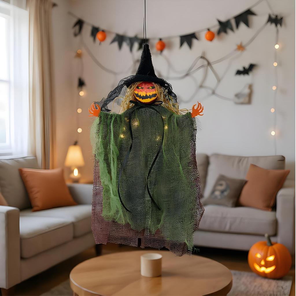 2025 Halloweens Hanging Witch Glowing In the Dark Garden Tree Light-Up Spooky Witch Pendant Creepy Haunted House Prop