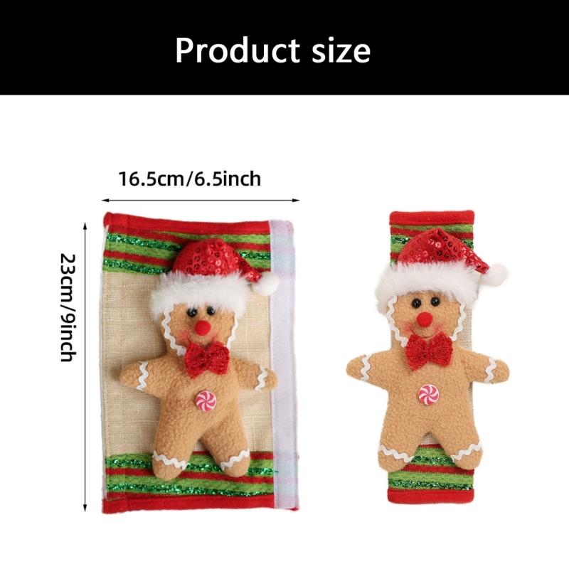 Elastic Christmas Appliance Cover With Cookie Design Reusable Polyester Dustproof Refrigerator Protector For Holiday
