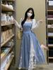 Sweet, Small and Fresh Lace Splicing Plaid Suspender Dress, Summer New Age-reducing Waist and Thin Temperament Dress