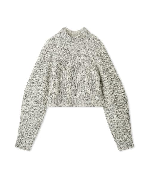 Lily Brown Cropped Knit Top White Women's Mid-Gauge (LWNT245079)