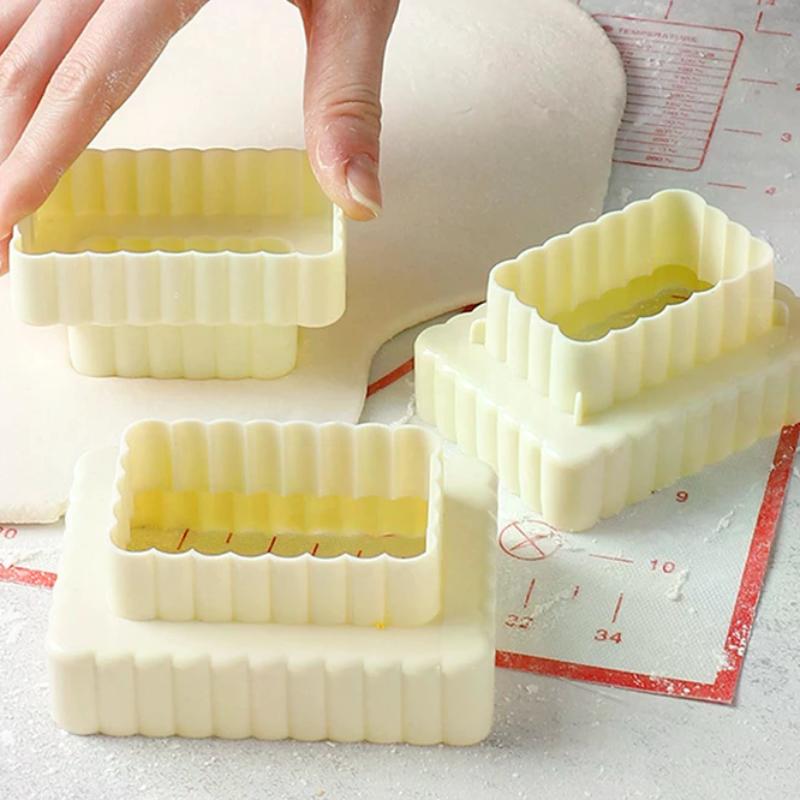 3Pcs/Set Square Biscuit Molds DIY Fondant Cookie Mold Cake Decorating Tool Cookie Cutters Baking Supplies
