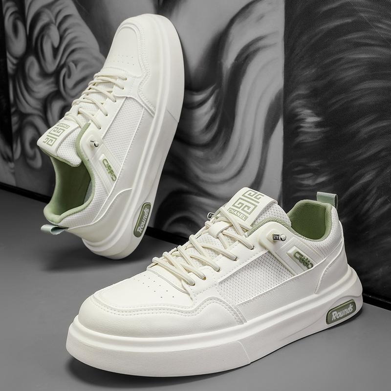 Fashion 2025 New Trendy Versatile PU Leather Shoes Men's New White Shoes Sports Leisure Board Shoes Trendy Comfortable Walking Shoes
