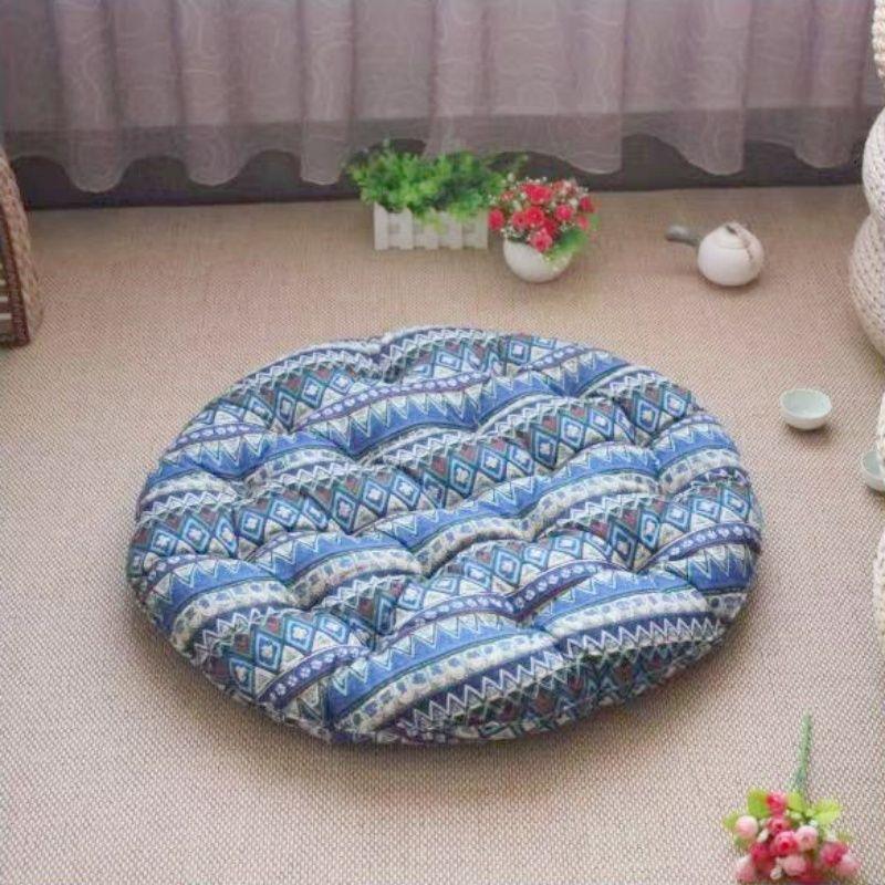 

Хлопково-льняной футон татами круглый подушка офисная подушка для сиденья толстая ткань студенческий стул ротанговый стул подушка Blue Bohemia Diameter 35 * thick 5