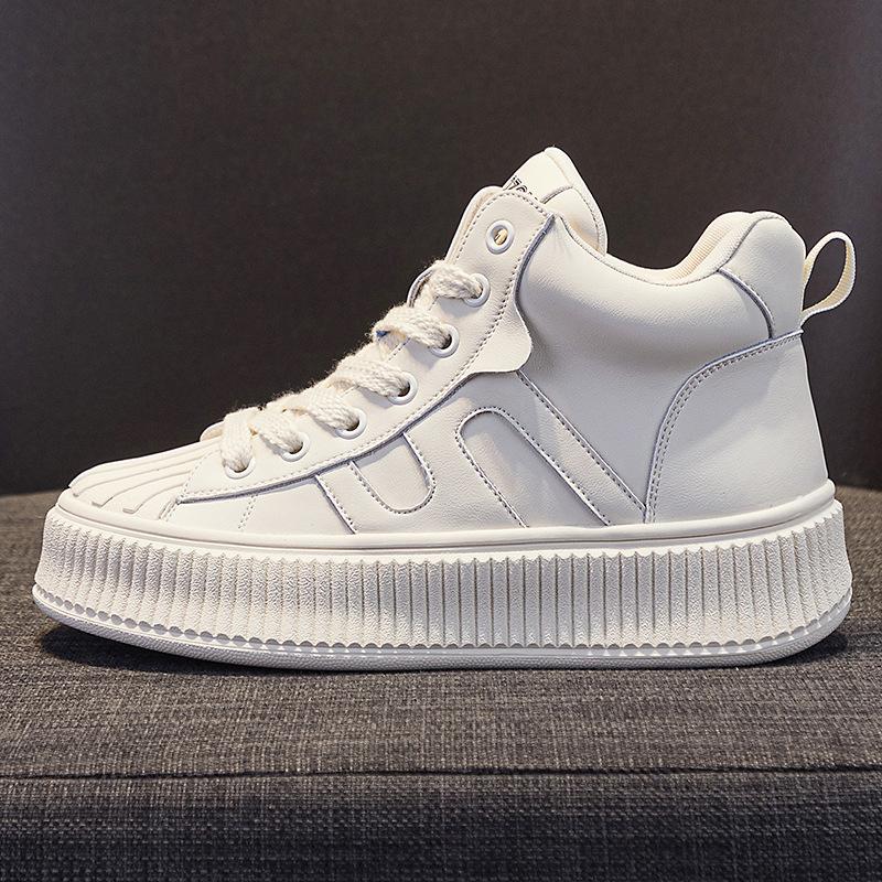 High-top leather little white shoes women's ins tide 2025 autumn and winter new popular spring and autumn Korean version versatile platform sport