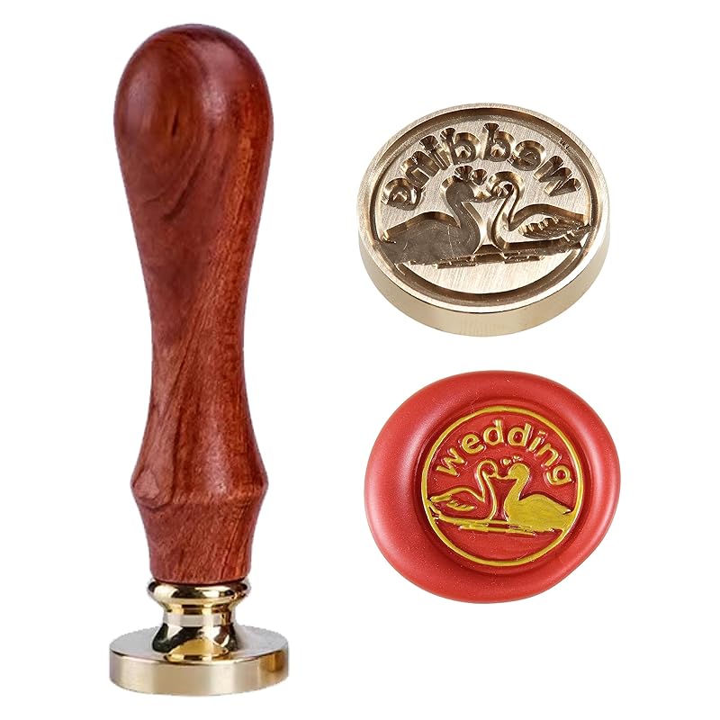 

3D Печатка з воску у формі корони, Знімна латунна головка 2,5 см/1 з дерев яною ручкою, Самоклеюча воскова печатка для весільних запрошень, Дитяча креативна ідея для DIY подарунка Swan