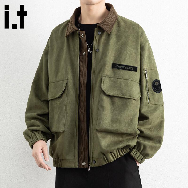CHOCOOLATEit Men s Retro Patchwork Loose-Fit Workwear Jacket L