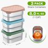 Stainless Steel Snack Containers for Kids Easy Open Leak Proof Small Food with Silicone Lids Lunch Box 3Pcs