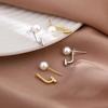 Real 925 Silver Pearl Hook Gold Stud Earrings For Women Cute Fine Jewelry Small Niche Accessories