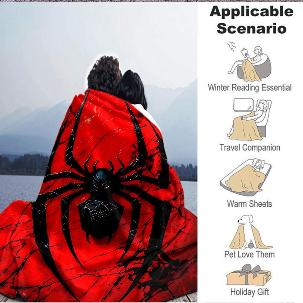 1pc Spider Symbol Blanket, Lightweight Flannel Throw Blanket for Sofa, Bed, Travel, Camping, Living Room, Office, Couch088