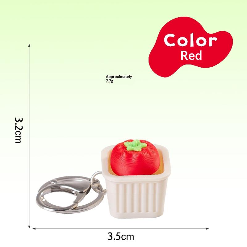 Fidget Toy Keychain 1Pcs 3D Vegetable Fruit Design Non-Lighted Soft Stress Reliever for Outdoor Travel Backpack Accessory