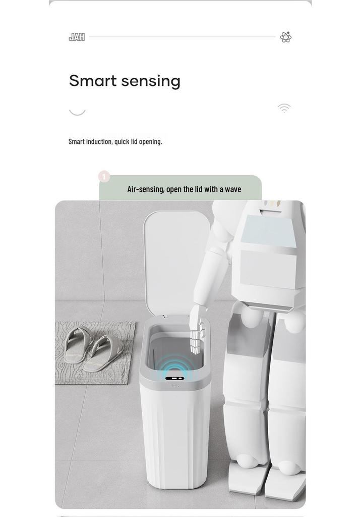 Smart Large-Capacity Trash Can with Lid for Bathroom, Toilet, Kitchen, and Living Room