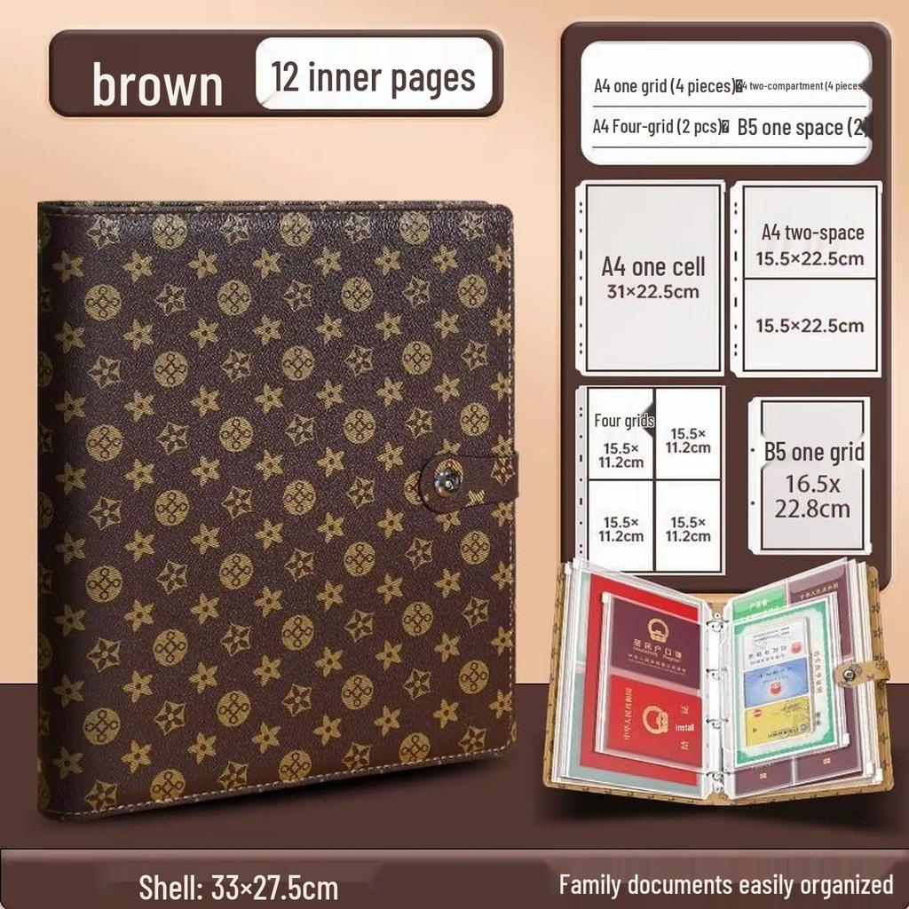 A4 Home Document Organizer for Household Records: Register, Vaccination, Birth Certificate, Property Deed Storage.