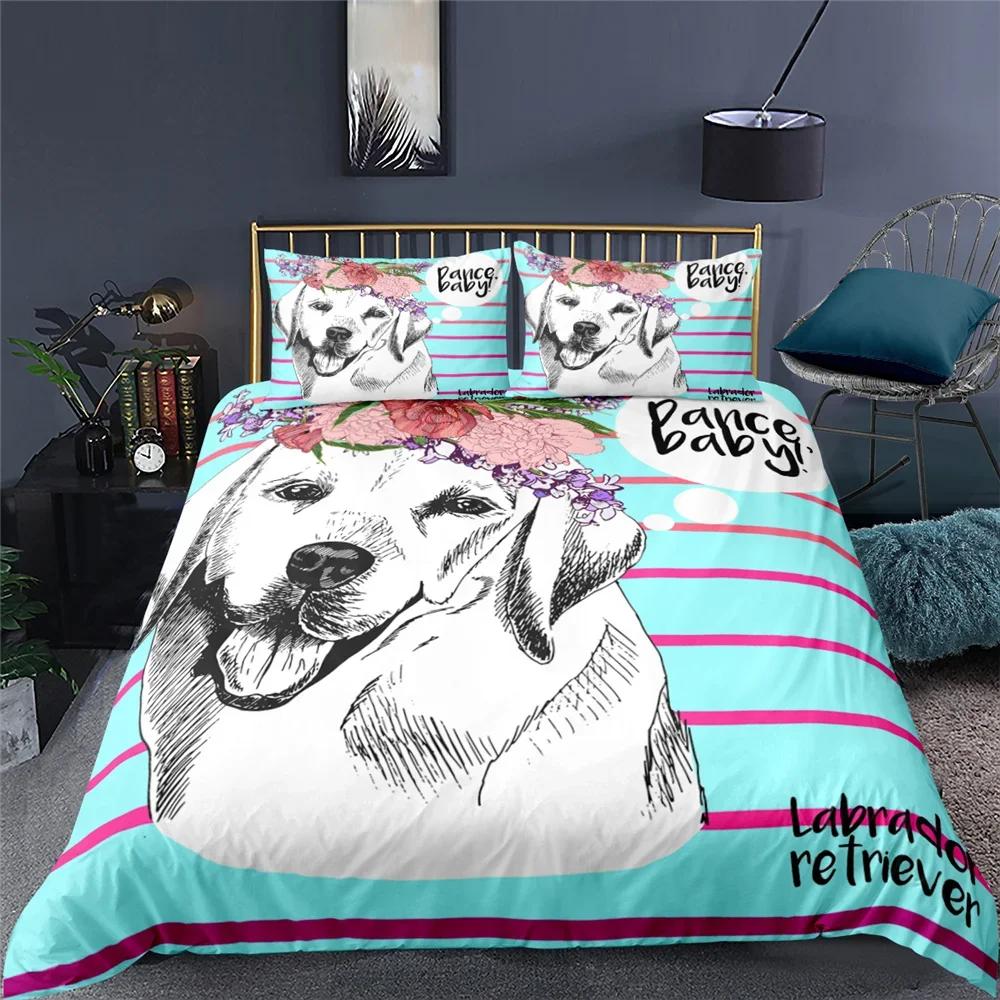 Hund Valp 3D Sängkläder Set Mode Bekvämt Täcke Påslakan Örngott Sängkläder Set Barn Sovrumsdekoration Hemtextil