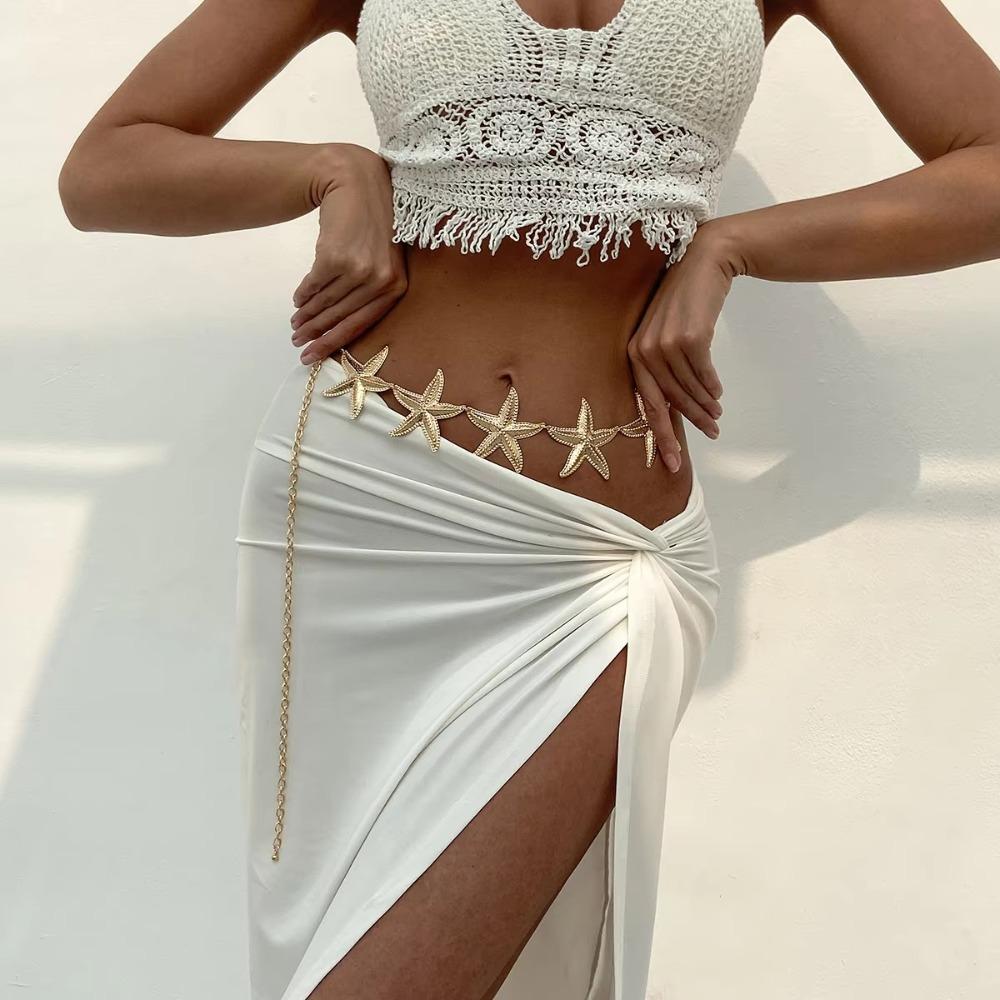 Hvězdný pasový řetízek Kovový Letní Plážový Řetízek Vintage Bikini Šperk na Tělo Ženy